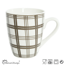 White Porcelain with Decal Checked Coffee Mug